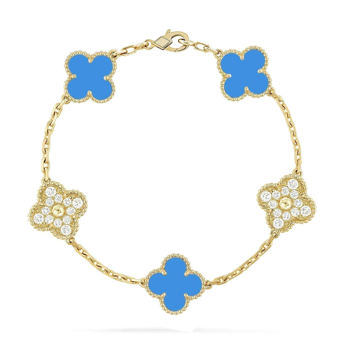 [Gaonasi] CLOVER 5 MOTIF BLUE AGATE BRACELET COLLECTION