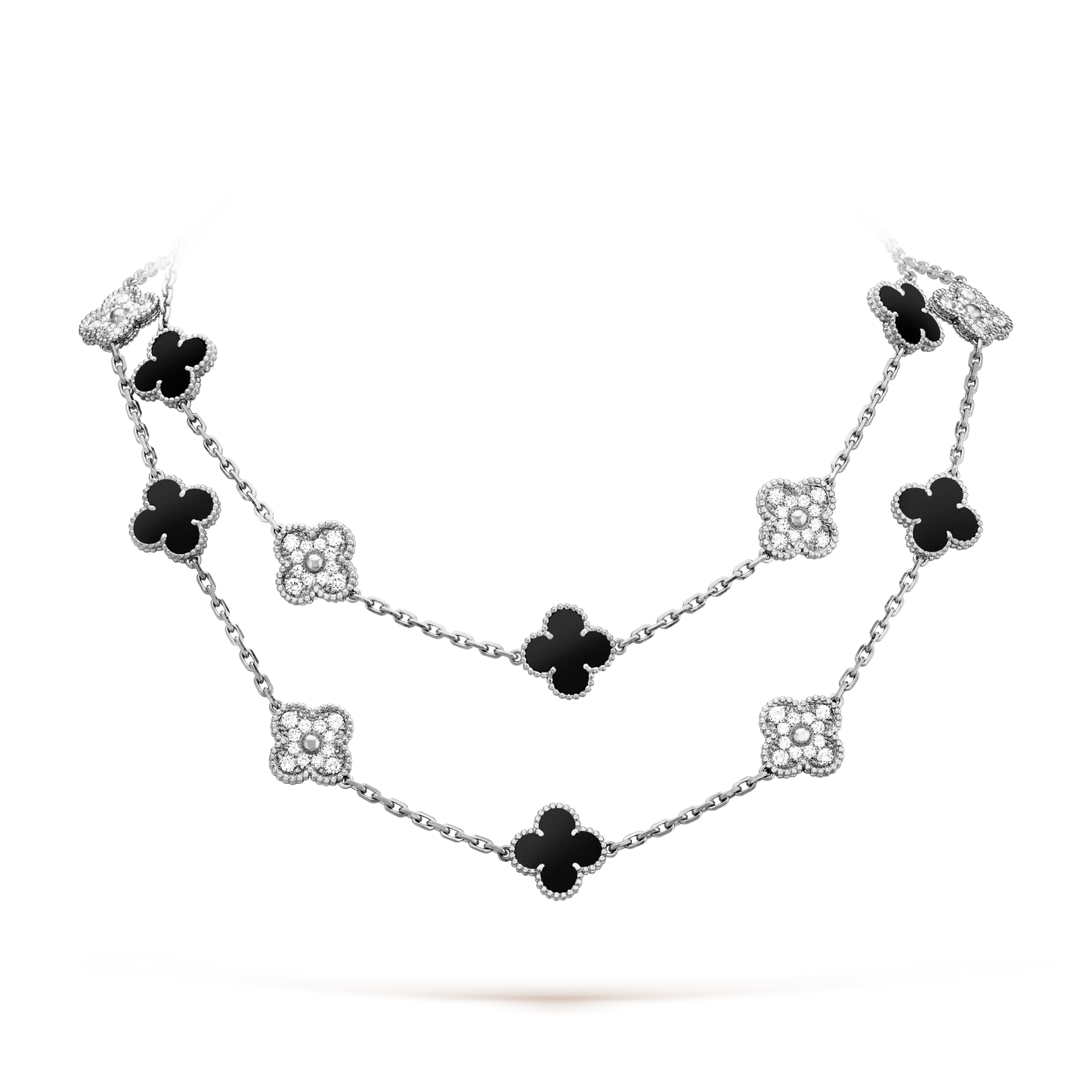 [Gaonasi]CLOVER 20 MOTIFS ONYX DIAMOND SILVER
