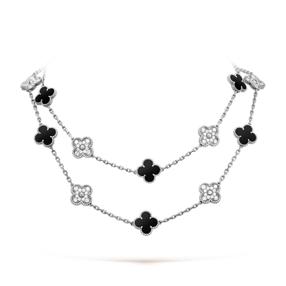 [Gaonasi]CLOVER 20 MOTIFS ONYX DIAMOND SILVER