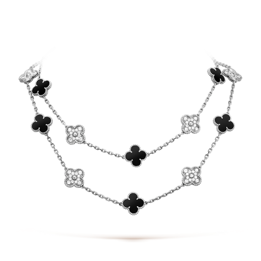 [Gaonasi]CLOVER 20 MOTIFS ONYX DIAMOND SILVER