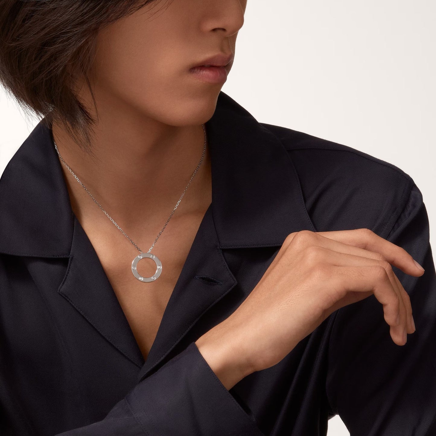 [Gaonasi Jewelry]LOVE NECKLACE 16MM 3 DIAMONDS