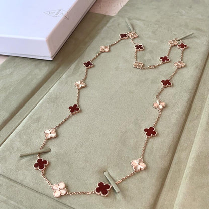 [Cadisa]CLOVER 20 MOTIFS LASER CARNELIAN NECKLACE
