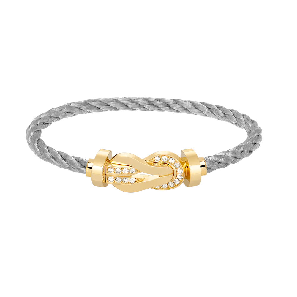 [Gaonasi]CHANCE LARGE 8 FIGURE BUCKLE HALF DIAMOND BRACELET GOLD