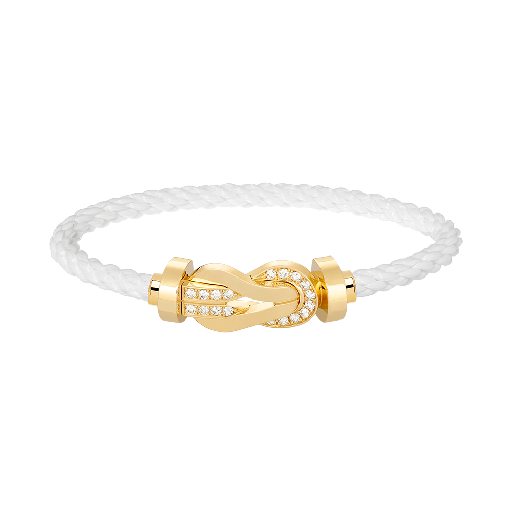 [Gaonasi]CHANCE LARGE 8 FIGURE BUCKLE HALF DIAMOND BRACELET GOLD