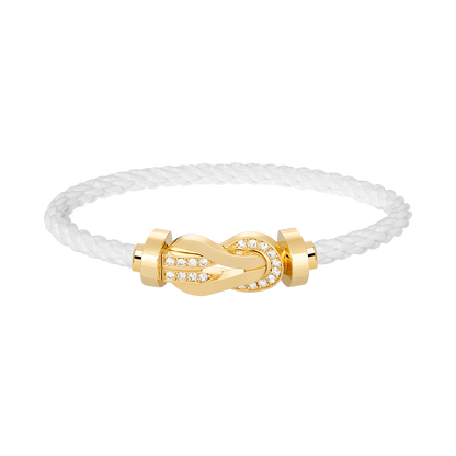 [Gaonasi]CHANCE LARGE 8 FIGURE BUCKLE HALF DIAMOND BRACELET GOLD