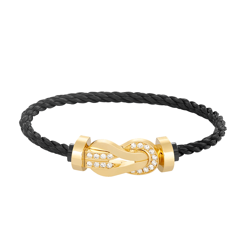 [Gaonasi]CHANCE LARGE 8 FIGURE BUCKLE HALF DIAMOND BRACELET GOLD
