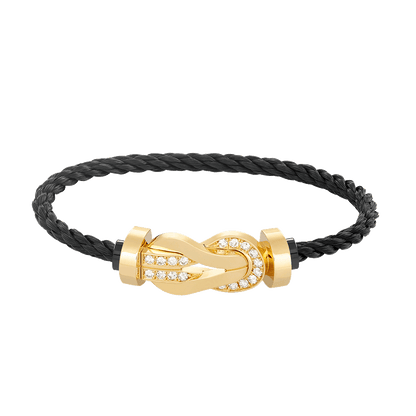 [Gaonasi]CHANCE LARGE 8 FIGURE BUCKLE HALF DIAMOND BRACELET GOLD