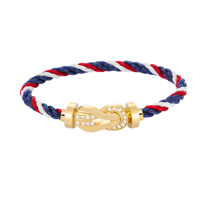 [Gaonasi]CHANCE LARGE 8 FIGURE BUCKLE HALF DIAMOND BRACELET GOLD