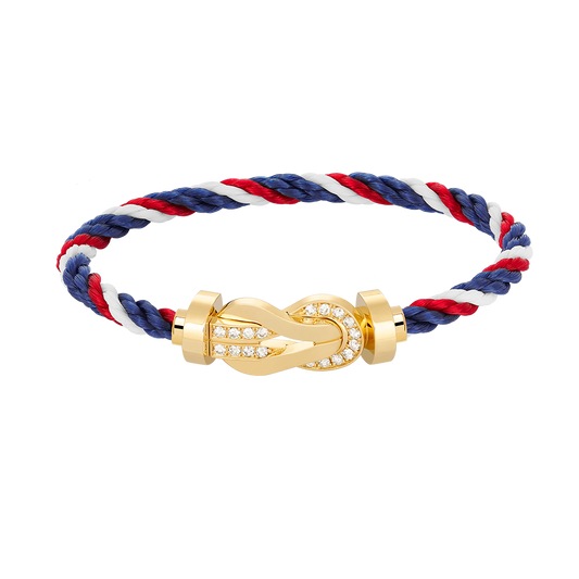 [Gaonasi]CHANCE LARGE 8 FIGURE BUCKLE HALF DIAMOND BRACELET GOLD