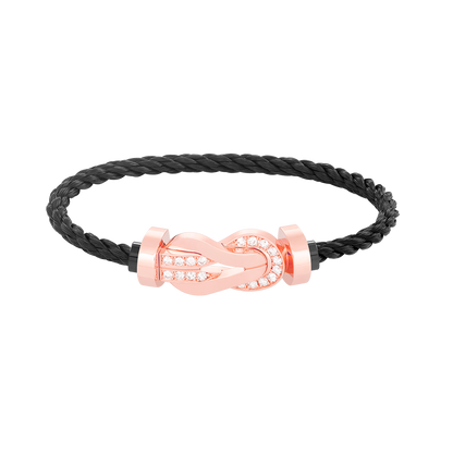 [Gaonasi]CHANCE LARGE 8 FIGURE BUCKLE HALF DIAMOND BRACELET ROSE GOLD
