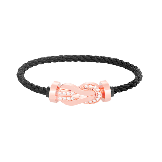 [Gaonasi]CHANCE LARGE 8 FIGURE BUCKLE HALF DIAMOND BRACELET ROSE GOLD