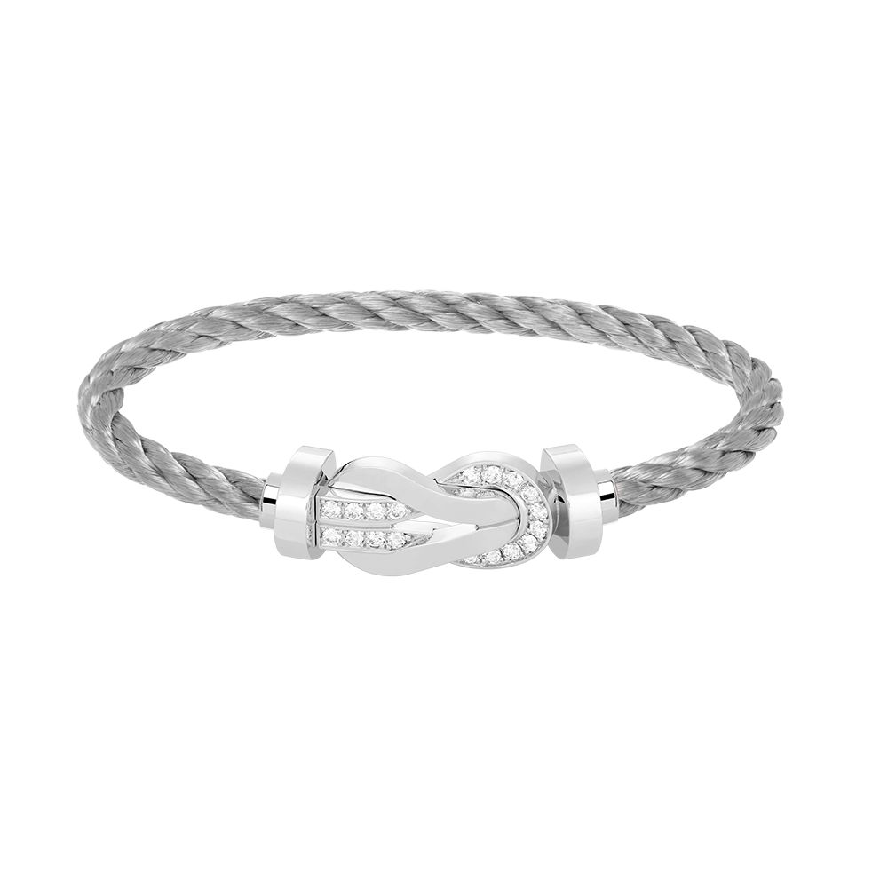 [Gaonasi]CHANCE LARGE 8 FIGURE BUCKLE HALF DIAMOND BRACELET SILVER