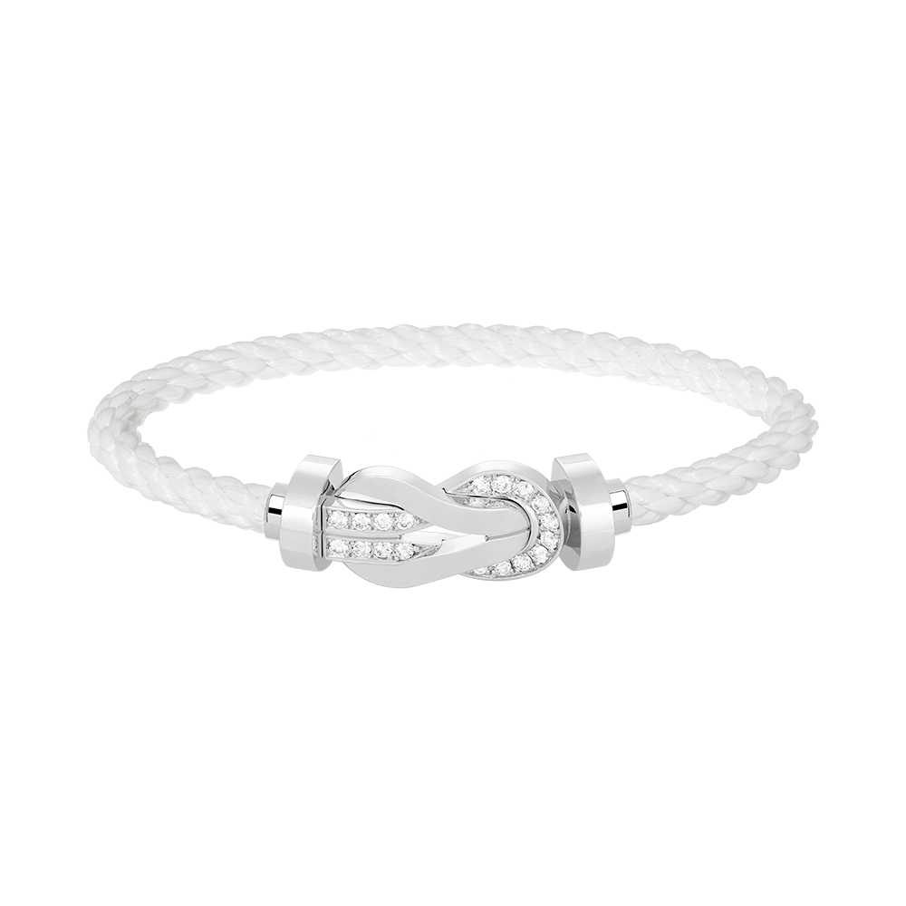 [Gaonasi]CHANCE LARGE 8 FIGURE BUCKLE HALF DIAMOND BRACELET SILVER