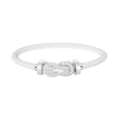 [Gaonasi]CHANCE LARGE 8 FIGURE BUCKLE HALF DIAMOND BRACELET SILVER