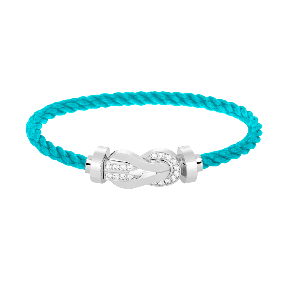[Gaonasi]CHANCE LARGE 8 FIGURE BUCKLE HALF DIAMOND BRACELET SILVER