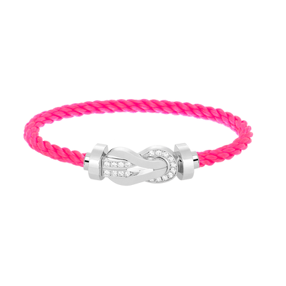 [Gaonasi]CHANCE LARGE 8 FIGURE BUCKLE HALF DIAMOND BRACELET SILVER