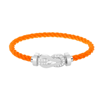 [Gaonasi]CHANCE LARGE 8 FIGURE BUCKLE HALF DIAMOND BRACELET SILVER