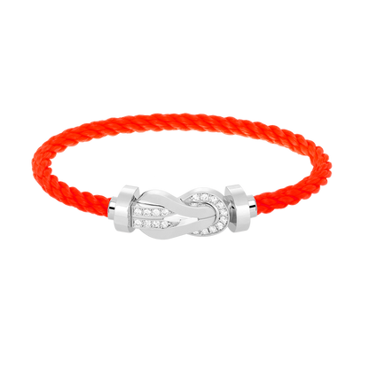 [Gaonasi]CHANCE LARGE 8 FIGURE BUCKLE HALF DIAMOND BRACELET SILVER