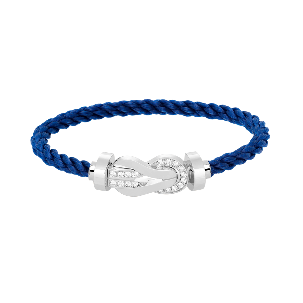 [Gaonasi]CHANCE LARGE 8 FIGURE BUCKLE HALF DIAMOND BRACELET SILVER
