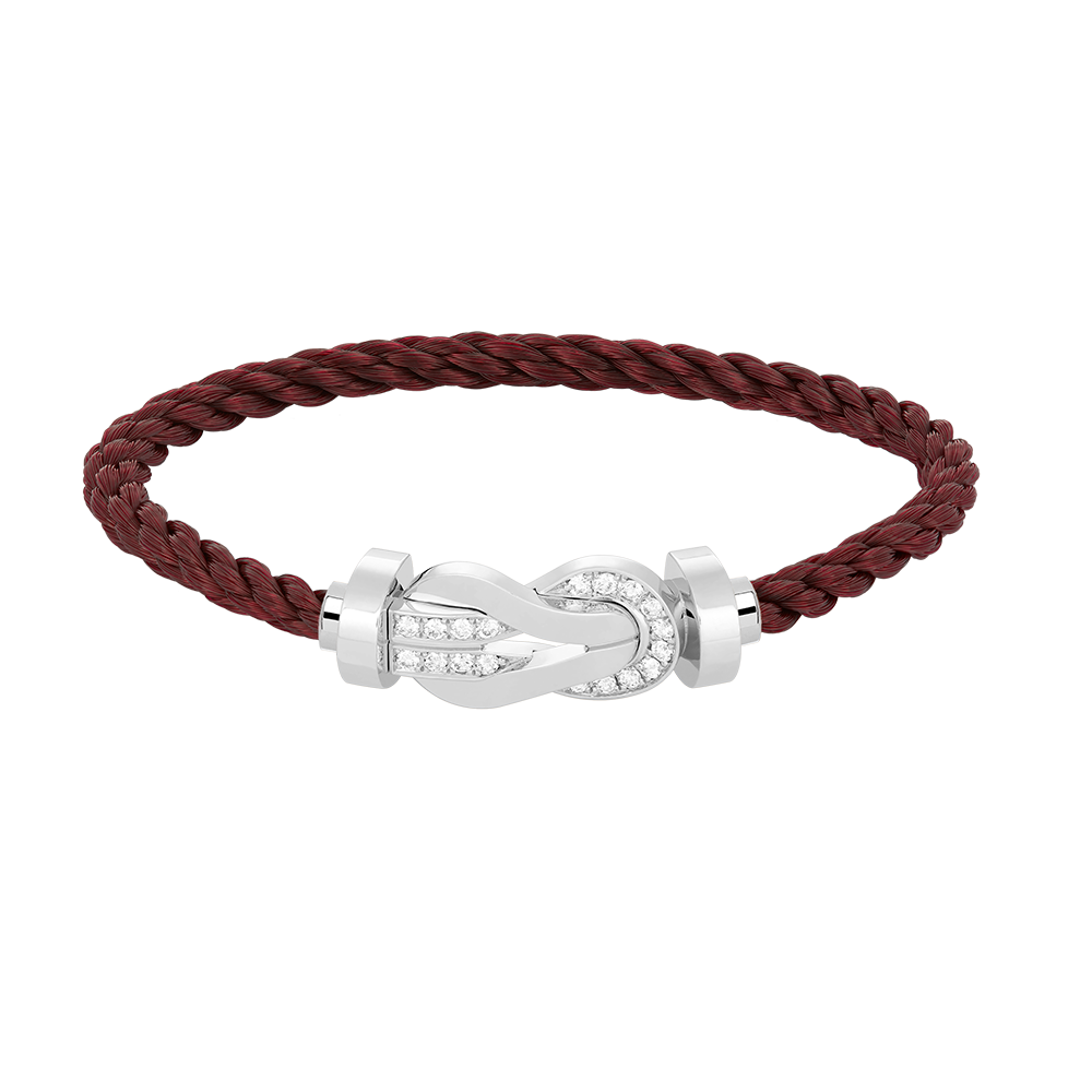 [Gaonasi]CHANCE LARGE 8 FIGURE BUCKLE HALF DIAMOND BRACELET SILVER