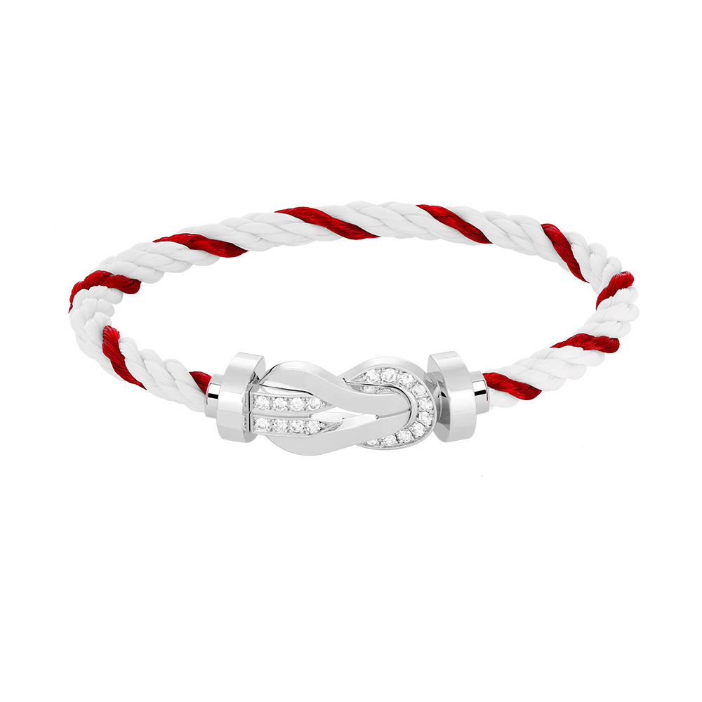 [Gaonasi]CHANCE LARGE 8 FIGURE BUCKLE HALF DIAMOND BRACELET SILVER