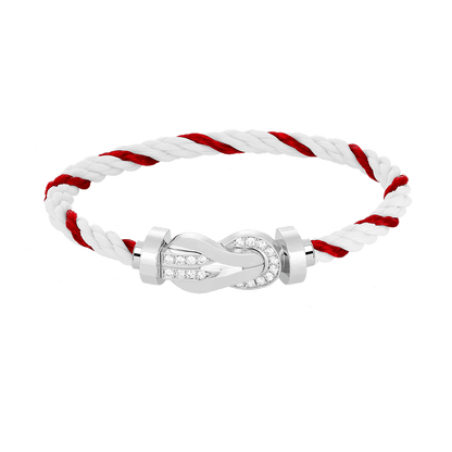 [Gaonasi]CHANCE LARGE 8 FIGURE BUCKLE HALF DIAMOND BRACELET SILVER