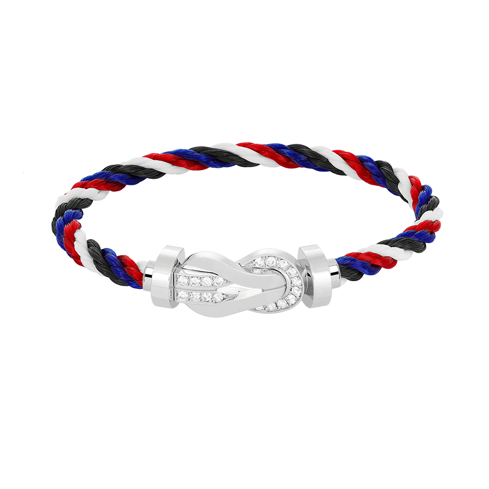 [Gaonasi]CHANCE LARGE 8 FIGURE BUCKLE HALF DIAMOND BRACELET SILVER