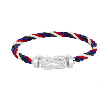 [Gaonasi]CHANCE LARGE 8 FIGURE BUCKLE HALF DIAMOND BRACELET SILVER