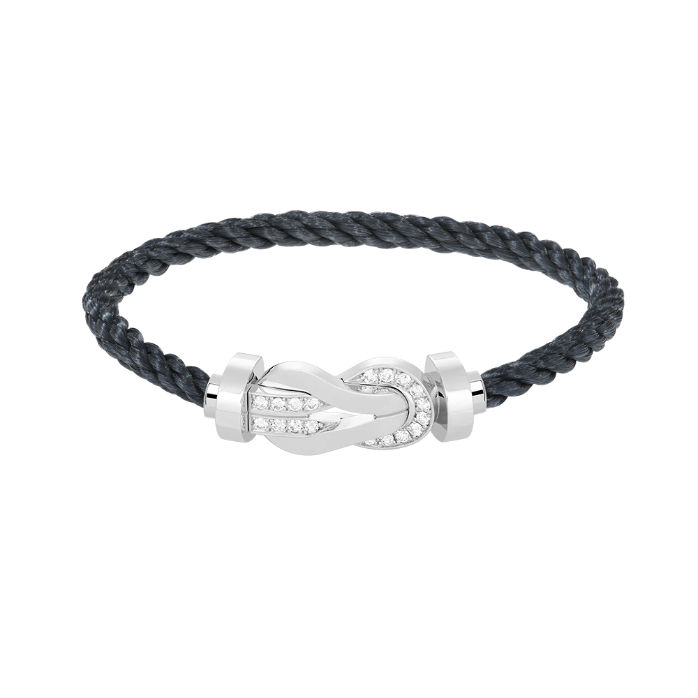 [Gaonasi]CHANCE LARGE 8 FIGURE BUCKLE HALF DIAMOND BRACELET SILVER
