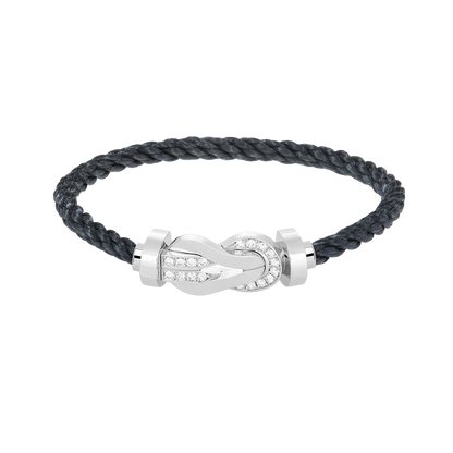 [Gaonasi]CHANCE LARGE 8 FIGURE BUCKLE HALF DIAMOND BRACELET SILVER