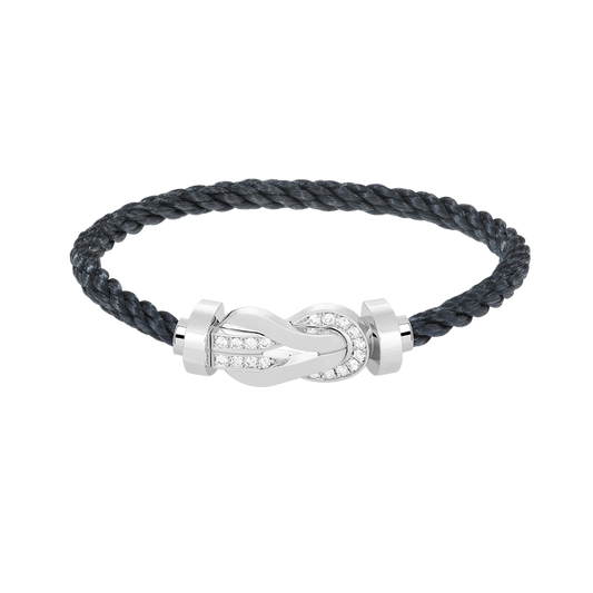 [Gaonasi]CHANCE LARGE 8 FIGURE BUCKLE HALF DIAMOND BRACELET SILVER