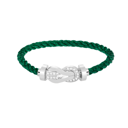[Gaonasi]CHANCE LARGE 8 FIGURE BUCKLE HALF DIAMOND BRACELET SILVER