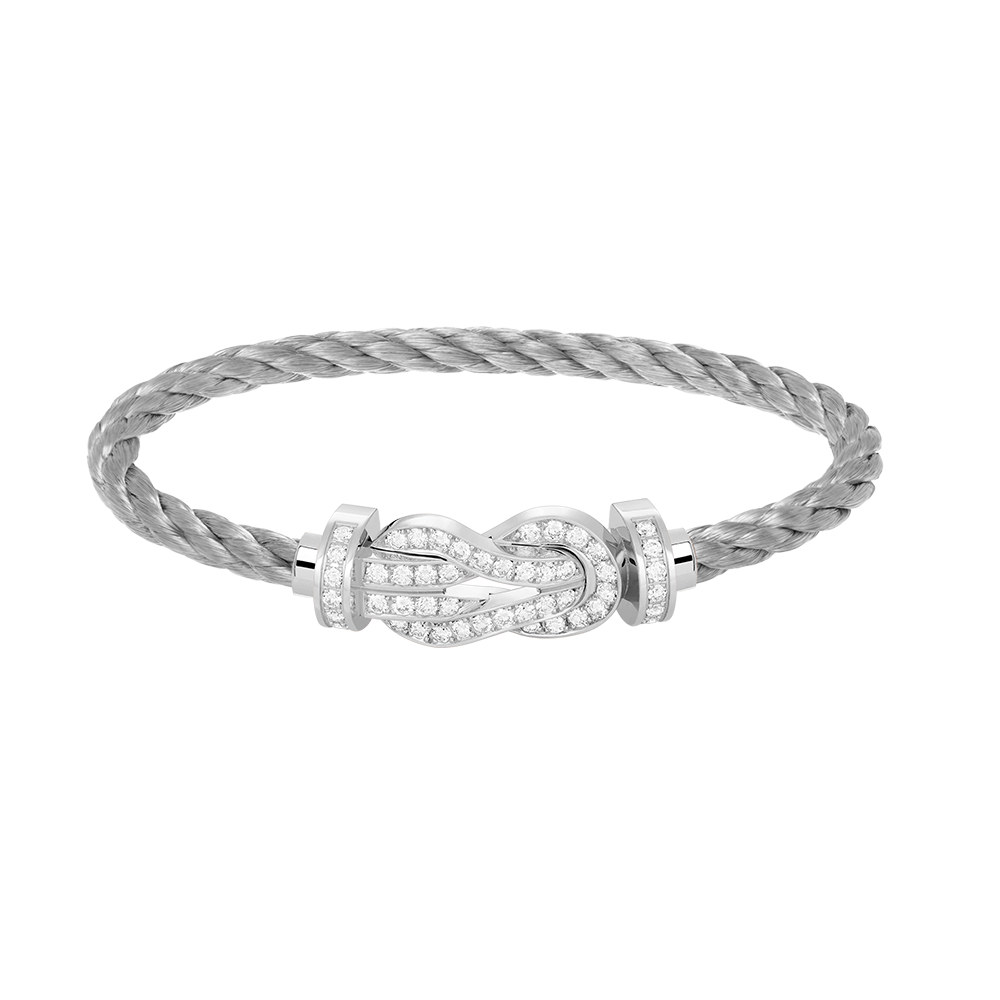 [Gaonasi]CHANCE LARGE 8 FIGURE BUCKLE FULL DIAMOND BRACELET SILVER