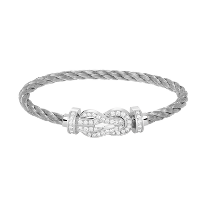 [Gaonasi]CHANCE LARGE 8 FIGURE BUCKLE FULL DIAMOND BRACELET SILVER