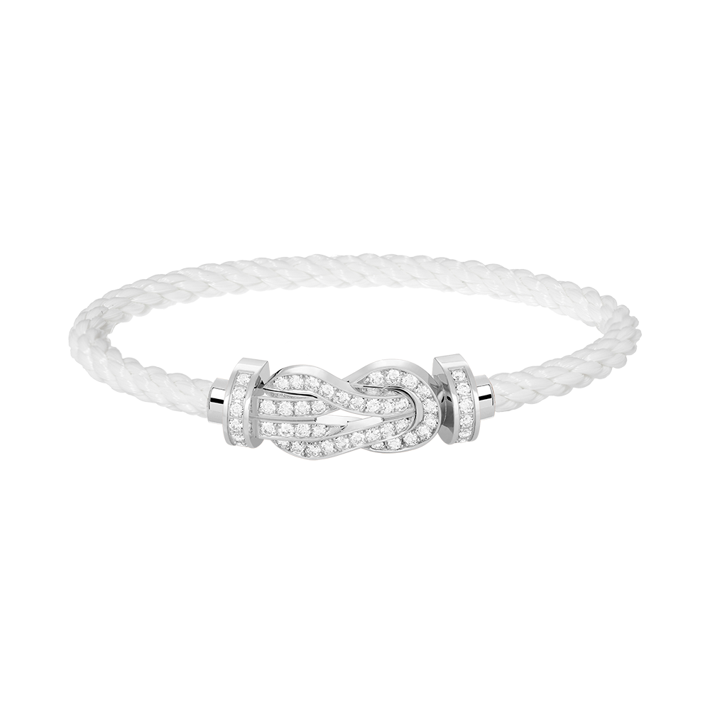 [Gaonasi]CHANCE LARGE 8 FIGURE BUCKLE FULL DIAMOND BRACELET SILVER