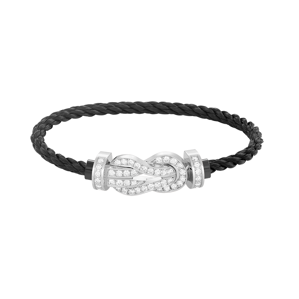 [Gaonasi]CHANCE LARGE 8 FIGURE BUCKLE FULL DIAMOND BRACELET SILVER