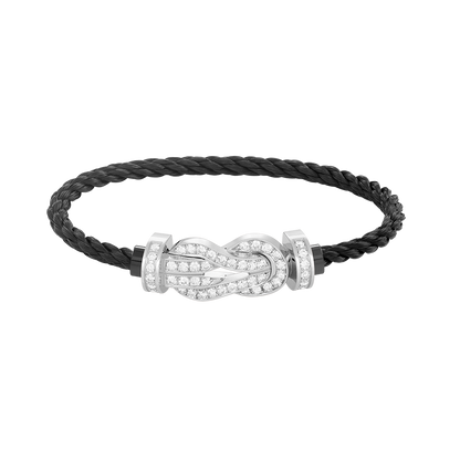 [Gaonasi]CHANCE LARGE 8 FIGURE BUCKLE FULL DIAMOND BRACELET SILVER