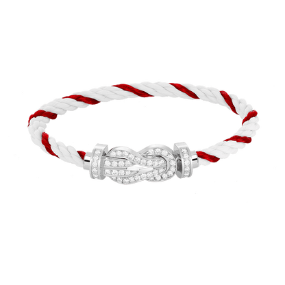 [Gaonasi]CHANCE LARGE 8 FIGURE BUCKLE FULL DIAMOND BRACELET SILVER