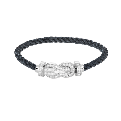 [Gaonasi]CHANCE LARGE 8 FIGURE BUCKLE FULL DIAMOND BRACELET SILVER