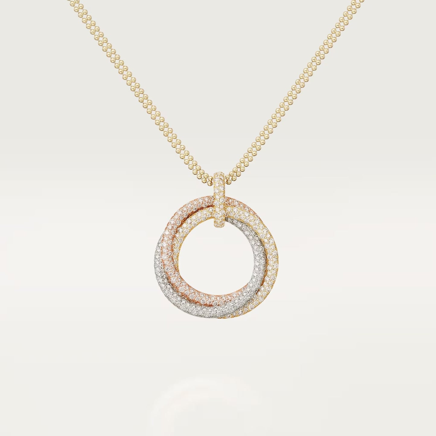 [Gaonasi Jewelry]TRINITY LARGE FULL DIAMOND  NECKLACE