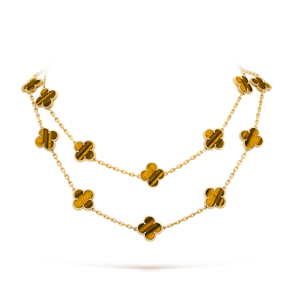 [Gaonasi]CLOVER 20 MOTIFS TIGER EYE ROSE GOLD