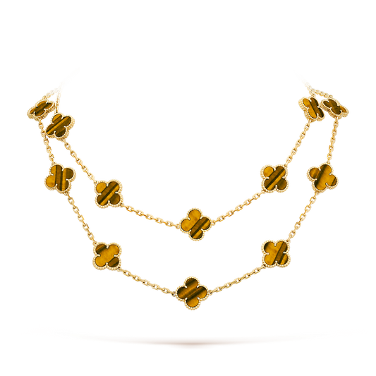 [Gaonasi]CLOVER 20 MOTIFS TIGER EYE ROSE GOLD
