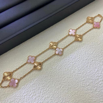 [Gaonasi]CLOVER 10 MOTIFS  LASER PINK MOP NECKLACE