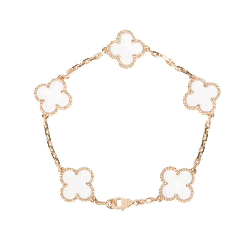 [Gaonasi]CLOVER 5 MOTIF ROCK CRYSTAL BRACELET