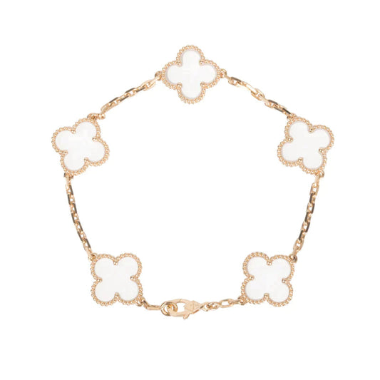 [Gaonasi]CLOVER 5 MOTIF ROCK CRYSTAL BRACELET