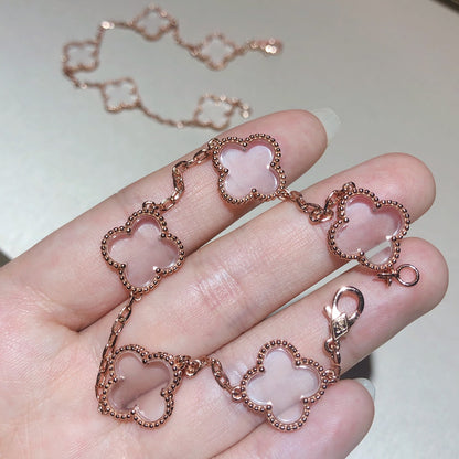 [Gaonasi]CLOVER 5 MOTIF ROCK CRYSTAL BRACELET