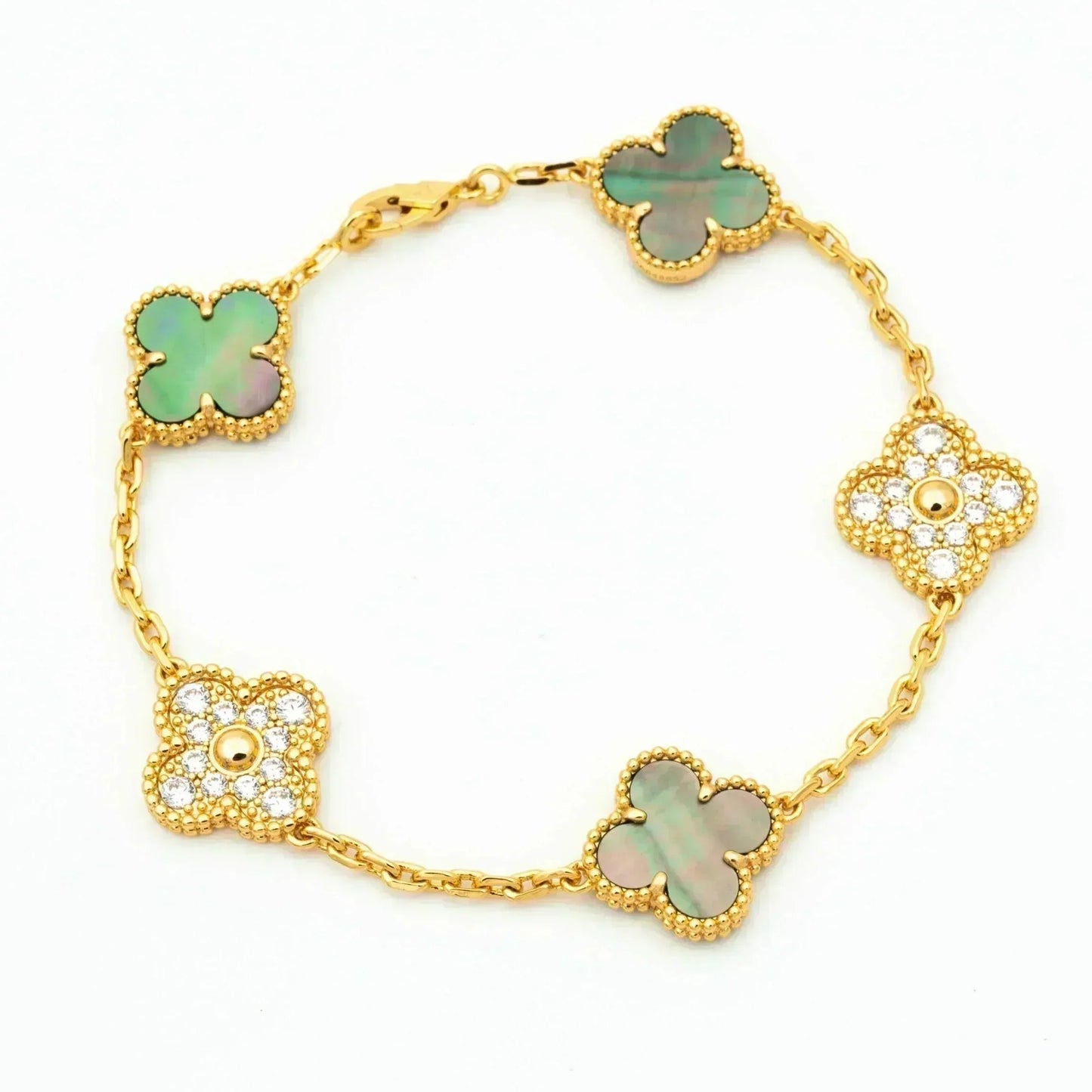 [Gaonasi] CLOVER 5 MOTIF GRAY MOP BRACELET COLLECTION