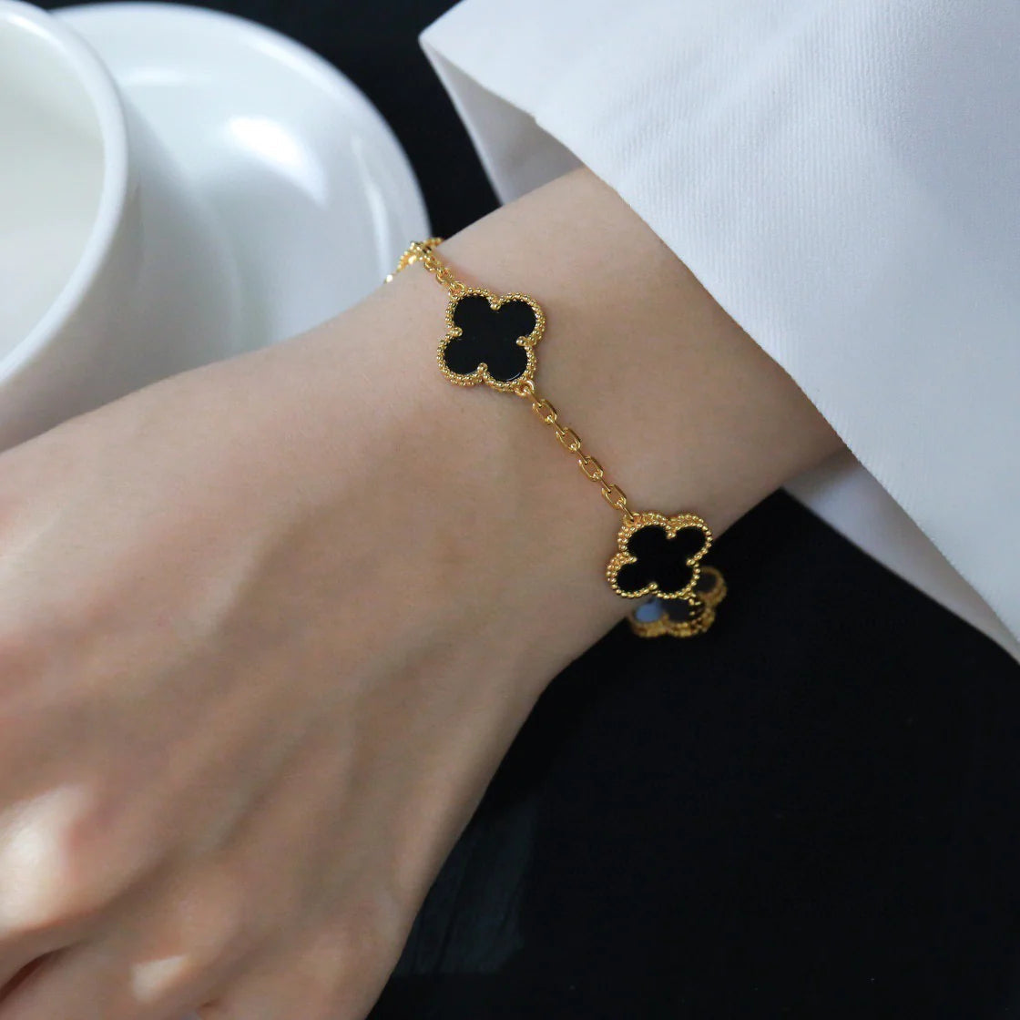 [Gaonasi] CLOVER 5 MOTIF ONYXS BRACELET COLLECTION