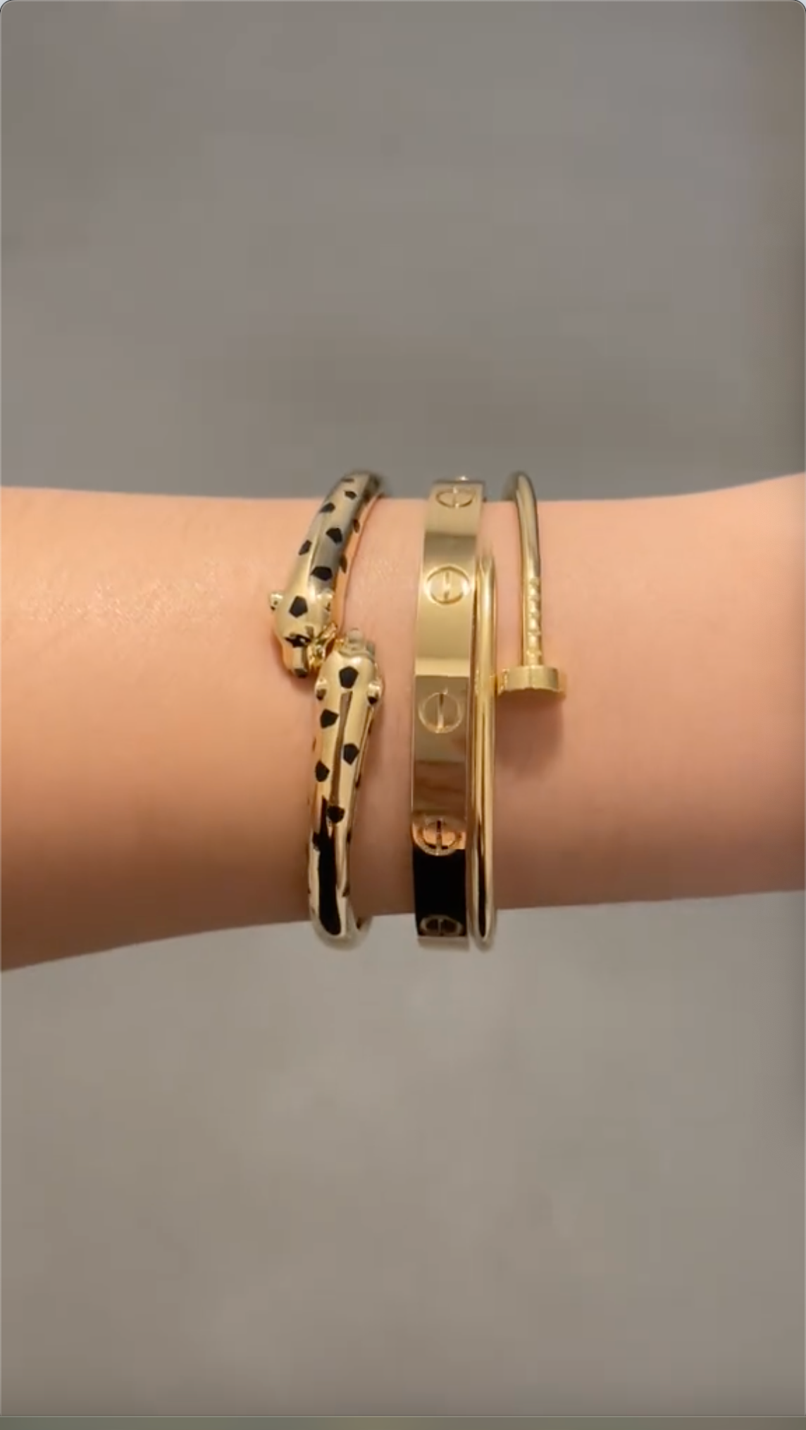[Cadisa] Panthère & LOVE  & JUSTE  Diamond Bracelet Stack Set