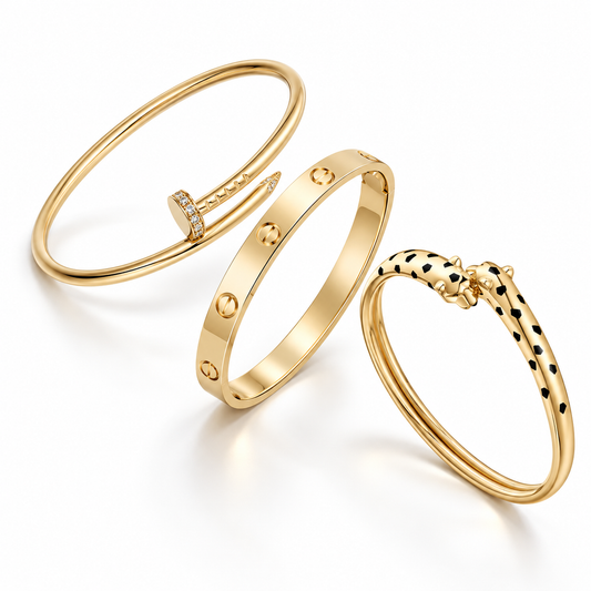[Cadisa] Panthère & LOVE  & JUSTE  Diamond Bracelet Stack Set